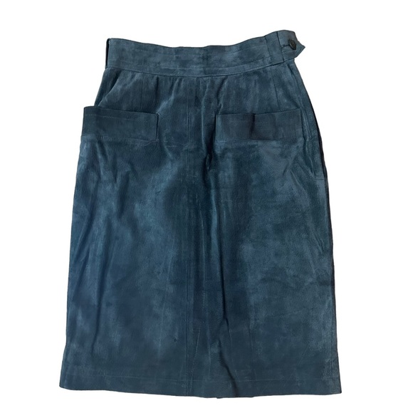 Vintage 1970s Saint Laurent YSL Grey Suede Skirt Size 25 - Picture 4 of 10